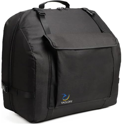 VAOLOAV Akkordeon Tasche für 120 Bässe Standard Leichte Soft Gig Bag mit Verstellbaren Riemen Zusatzfächern Weichschutztasche Maße 53 × 44 × 26 cm (20,9 × 17,3 × 10,2 Zoll) Schwarz