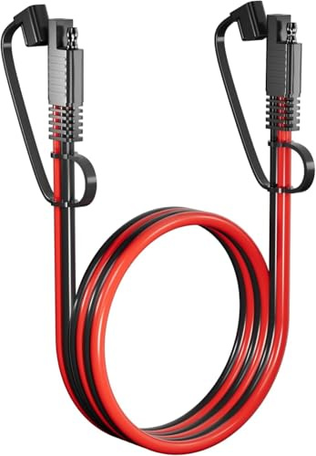 SNLLMZI SAE Extension Cable 14AWG, Heavy Duty SAE to SAE Extension Cord with Waterproof Cap, 12V/24V DC Power Cable for Solar Panel, Car Battery Charger, RV, Truck, Boat, Power Inverter (6.6FT)