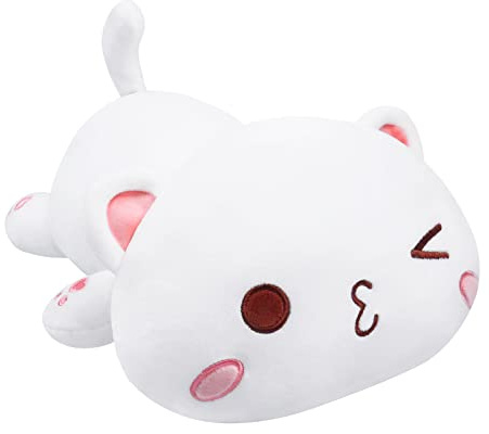 Auspicious beginning 19.6 inch Stuffed Cat Plush White Cat Toy Stuffed Kitten Large Cuddly Toy Stuffed Animal for Family Friends Soft Plush Pillow Hugging Pillows Back Cushion Doll for Birthday Xmas