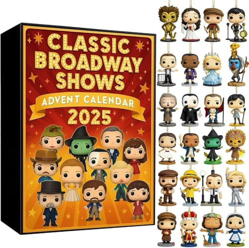 Calendario de Adviento clásico de Broadway Shows, calendario de Adviento de Halloween 2025, calendario de cuenta regresiva de 24 días con coleccionables de personajes musicales icónicos, regalos de
