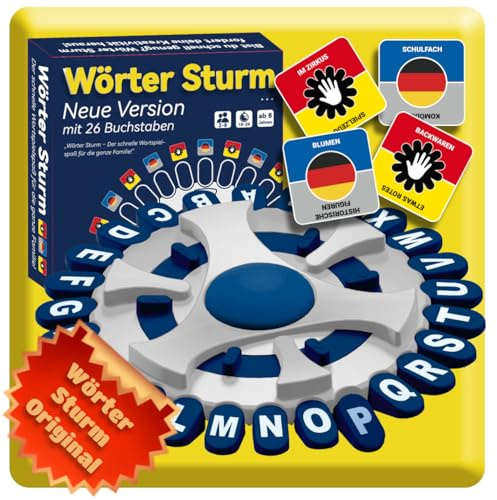 Merrwon Wörter Sturm Spiel,Buchstaben-Wortspiele,Gesellschaftsspiele für Erwachsene und Kinder,Schnell und Verrückt,2 bis 8 Spieler,Brettspiele ab 8 Jahren,Familienspiel Partyspiele (Weiß)