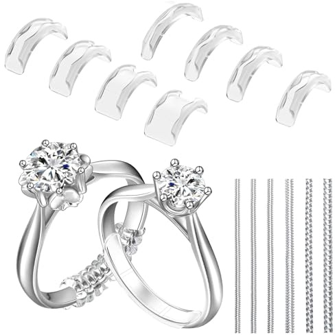 14 PCS RING SIZER UK,Invisible Ring Size Adjuster For Loose Rings Silicone Ring Sizers,Rings Spacer,Tightener And Guards,Smaller Reducer Assorted Sizes For Men And Women Fit Any