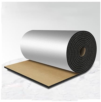 Rouleaux de film isolant thermique autocollant, isolation en caoutchouc, panneaux réflecteurs de radiateur en film isolant for toits, sols, portes de garage(1*9m/3.2*30ft,5MM(THK))