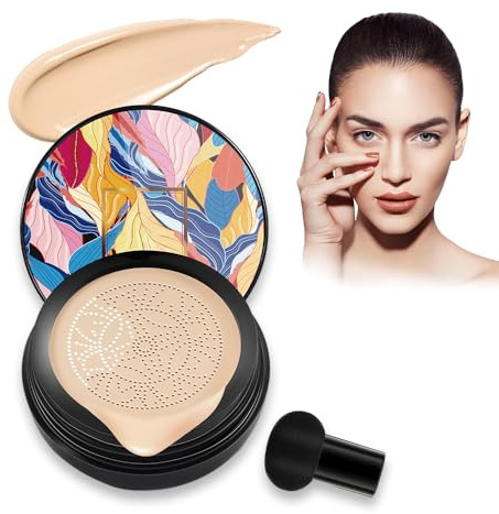 Pilzkopf Luftkissen CC Creme, 2025 Neuestes Mushroom Head CC Cream, Moisturising BB Creme Foundation Brightening Pigment, Cushion Foundation Concealer Make Up für Gesicht und Hals (Natürliche)