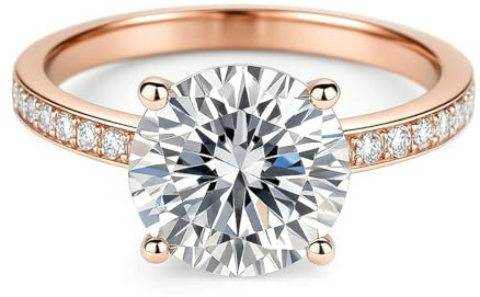 Ayoiow Solitär-Herz mit Halb-Pavé-Schaft Verlobungsringe Verlobungsringe für Damen mit Moissanit, Vorsteckring 585 Gold für Sie, 14 Karat Roségold Größe 63 (20.1)