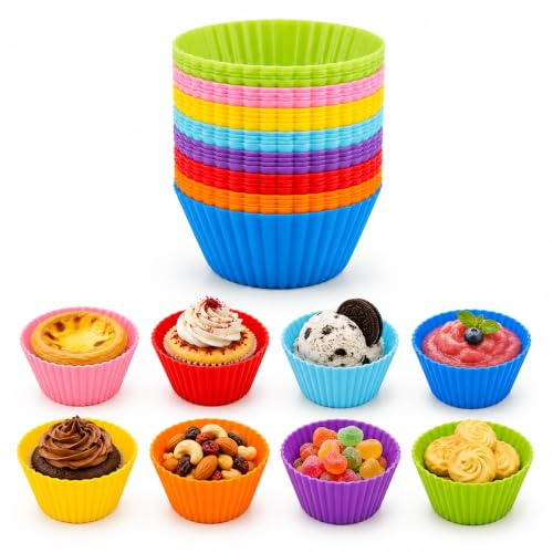 Pirottini muffin silicone, 40 pezzi, 8 colori, per Airfryer e forno