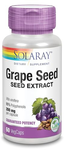 SOLARAY Grape Seed Extract 200 mg Plus Bioflavonoid Complex | Healthy Cardiovascular & Blood Vessel Support | 60 VegCaps