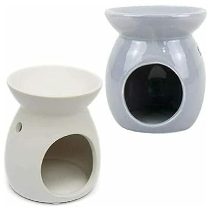 Set Of 2 Wax Melt Burner Ceramic Essential Oil Burners | Decor Pattern Scented Diffuser Warmer | Home Bedroom Holder Candle Aromatherapy | Xmas Gift Set