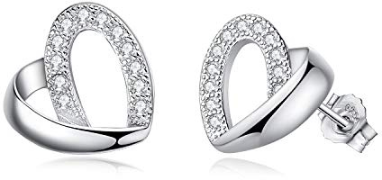 Abiguelle örhängen dam silver örhängen zirkonia örhängen smycken 925 sterlingsilver örhängen för kvinnor, kärlek hjärta örhängen, gåva för kvinnor flickor, Sterlingsilver, Kubisk zirkonia