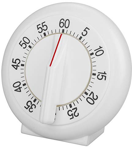 Nikou Kitchen Timer, Mechanical 60 Minutes Countdown Alarm Reminder White Round Shape Cooker Ring Mechanical Counter Alarm Clock Large Count Up Timer