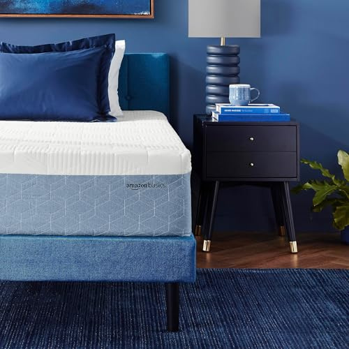 Amazon Basics Cooling Gel Memory Foam Mattress, Medium-Firm, CertiPUR-US Certified, Twin Size, 75 x 39 x 12 inches, White/Gray