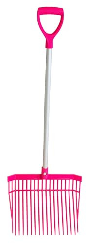 Red Gorilla Small Bedding Fork with Short D Handle Pink Lightweight For Stable Bedding Mucking Out Pitchfork for Hay and Garden Compost 110cm Long