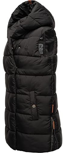 Navahoo warme Damen Winter Steppweste lang mit Kapuze Madilynaa Black Gr. L