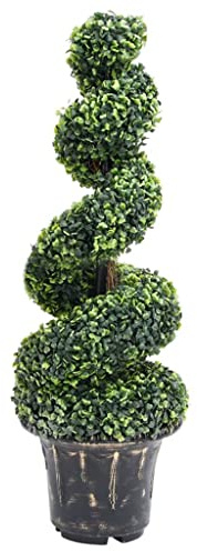 vidaXL Pianta di Bosso Artificiale a Spirale con Vaso Verde 100 cm