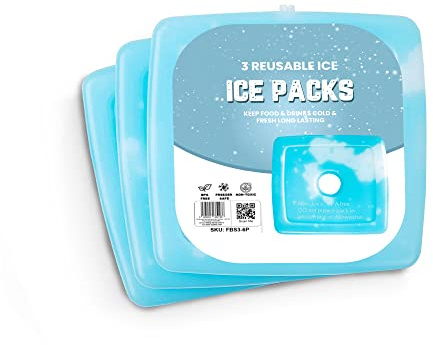 RMTL Reusable Ice Pack Blocks for Lunch Box - Slim, Lightweight Freezer Cold Packs For Coolers, Ice Pack for Lunch Boxes & Camping. Perfect Pack Lunch box (3)