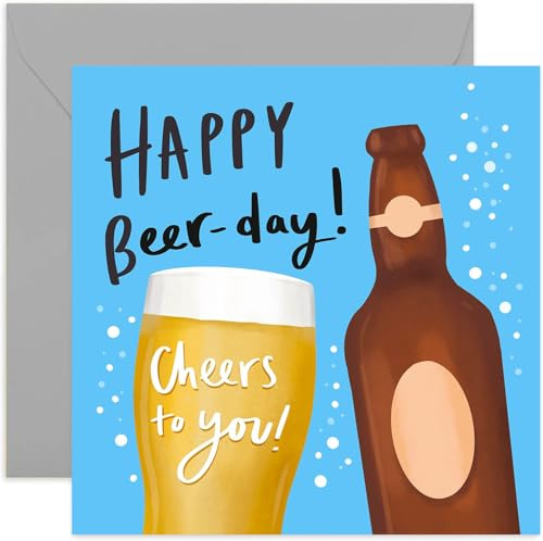 Old English Co. Geburtstagskarte für Männer, mit englischer Aufschrift Happy Beer Day, für Bruder, Sohn, Neffe, blanko Innenseite und Umschlag im Lieferumfang enthalten