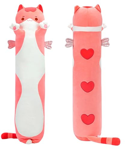 Mewaii 110CM Kuscheltier Kawaii Katzen Plüschkissen Stofftiere Lang Kätzchen Plüschtier Ausgestopftes Tier Spielzeug Kuschelkissen Geschenk Plüschkissen