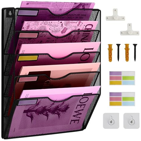 ideallife 5 Fächer Zeitschriften Wandhalter aus Metall, Aktenhalter Brief-Organizer, Zeitschriften-Aufbewahrung, Mehrzweck-Verwendung zum Ausstellen von Zeitungen, Papierdateien