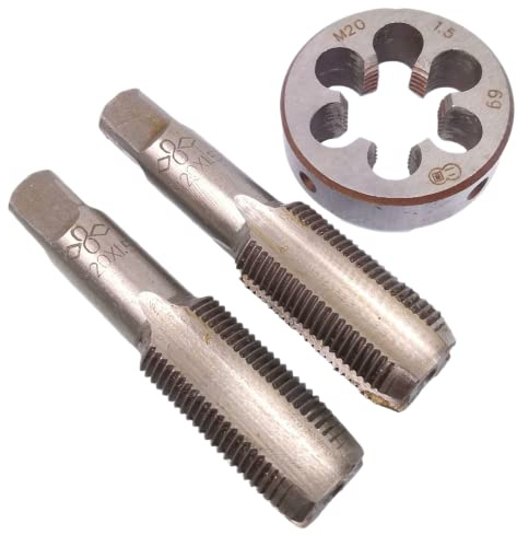 SPORTARC Metrisches Rechtsgewindebohrer-Set HSS M20 x 1,5 mm, Kegelgewinde, Gewindebohrer und Schneideisen mit rundem Gewinde
