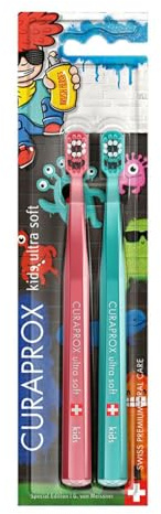 Curaprox CS Kids Brosse à Dents Enfant Special Edition : Kids Graffiti Lot de 2 brosses à dents ultra douces pour enfants