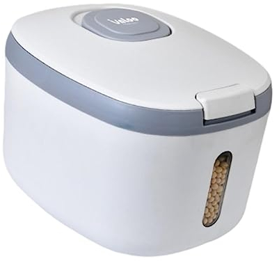 NIBHZ Kitchen Cereal Dispenser Rice Grain Dry Food Storage Container Rice Dispenser Rice Storage Dry Food Dispenser Grain Fruit Storage,Grey-10KG