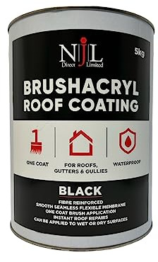 Njl Roof Coating Brushacryl Fibre Reinforced Roof Protection Black 5KG