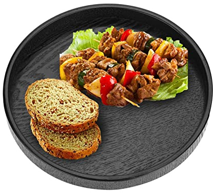 Plateau Noir Service Bois diamètre de 40 cm Surface antidérapante pour Ottoman Restaurant de Décoration de Comptoir de Cuisine
