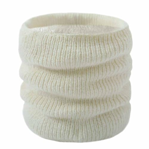 SHTGOI Winter Loop Schal Verdickte Fleece Futterm Schlauchschal Wolle Round Strickschal Unisex Nackenwärmer Schal Warm Halsschlauch für Männer und Frauen Sport Motorrad Fahrrad Joggen Creme