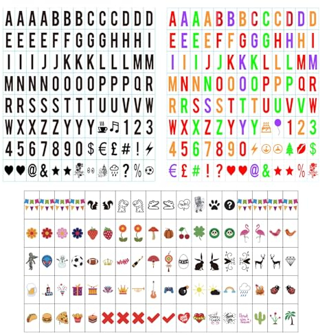 Premium Cinematic Leuchtkasten-Buchstaben-Set, 293 Teile (104 Schwarz + 104 Mehrfarbig + 85 Symbole) – Neuauflage Kunststoff A4 Leuchtkasten-Buchstaben und Symbole für festliche Partys, Hochzeiten und