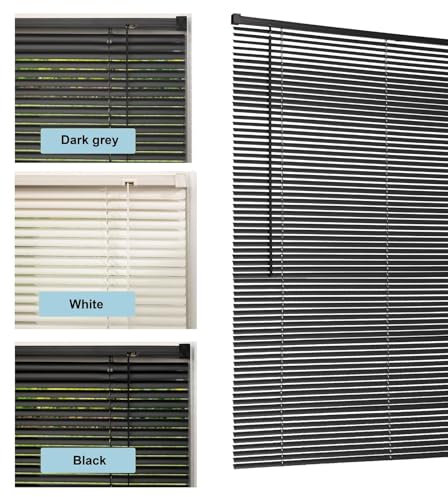 Lister Cartwright 25mm PVC Venetian Blinds Windows Blind Easy Fit Child Safety Included (Dark Grey, 90 cm Width x 160 cm Drop)