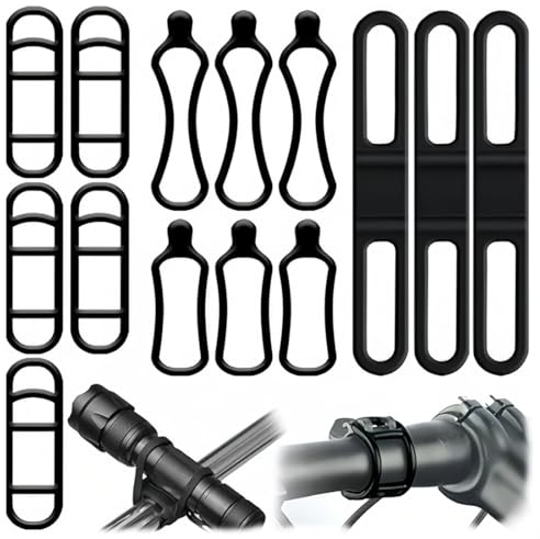 RDNKVB 14pcs Juego de Bandas de Silicona para Bicicleta Anillos de Goma elásticos Soporte de Montaje de Linterna Soporte de Silicona Adecuado para luz de Bicicleta Linterna cuentakilómetros