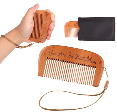 Geburtskamm Set, aus Holz mit Gravur Geburtskamm für die Wehen Haarkamm für die Geburt mit Aufbewahrungstasche und Trageband Schwangerschaftskamm Geburtsutensilien Geschenke für Frauen