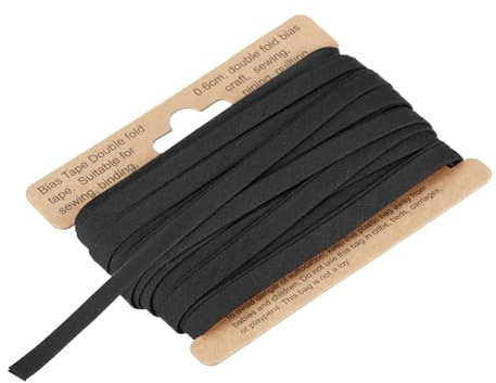 QUARKZMAN 6mm Baumwollköperband Baumwollband Saumband zum Nähen, Säumen, Quilten, Einfassen, Handwerk (Schwarz 10 Yards)