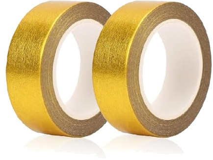 Lunpog 2 rullar Washi Tape guld, 15 mm x 5 m guldfolie Washi tejp guld, metallisk tejp, glänsande tejp för scrapbooking hantverk dekoration scrapbook
