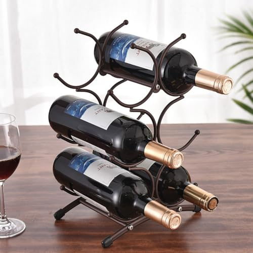 Fantasee Portabottiglie autoportante, da tavolo, per 6 bottiglie, leggero, da appoggio, idea regalo per gli amanti del vino, decorazione per la casa (6 bottiglie)