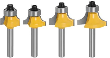 Juego de 4 Uds. Broca de enrutador redonda de esquina pequeña de vástago de 6mm o 1/4 para borde de madera broca de corte de molino de carpintería for madera(6mm shank set)