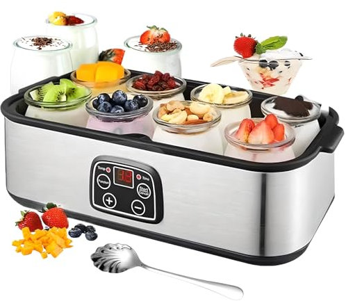 25W Automatic Yogurt Maker, 1400ML Yogurt Machine with 8 Jars，LED Display/68-131°F Adjustable Temperature/1-48 Hours Adjustable, Portable Healthy Yoghurt Machine for Homemade Yoghurt