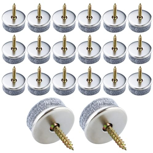 52 tornillos deslizadores de fieltro, 22 mm, almohadillas de fieltro para sillas, redondos, para azulejos, patas de sillas para muebles, sillas, laminados, parqué, azulejos