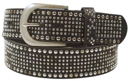 Damengürtel mit Nieten, Strass-Nieten-Besatz, Synthetikgürtel im Vintage-Style, Breite ca. 3,8 cm
