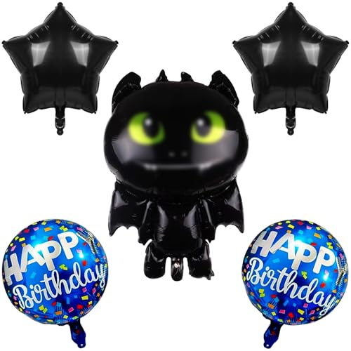 Geburtstag Folienballon Junge, 5 Stück Aluminiumfolie Luftballons Geburtstag Dekoration, Folienballons Geburtstg Kit, Schwarz Folienballons, für Kinder Geburtstagsfeier Dekoration
