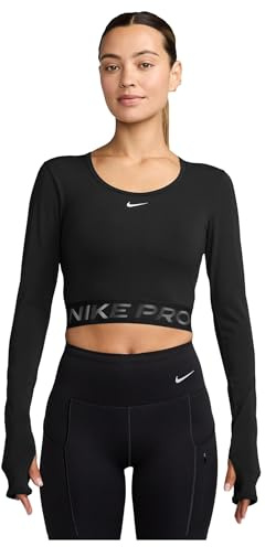 Nike Dam Pro Dri-Fit Cropped Långärmad topp, svart/antracit/vit, medium