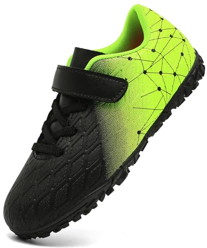PiDaGlobal Kinder Fußballschuhe Jungen Mädchen Hallen Fußballschuhe Kunstrasen Kickschuhe Futsal Schuhe Fussballschuhe Indoor Outdoor Athletics Professionelle Trainingsschuhe 36EU Schwarz/Grün