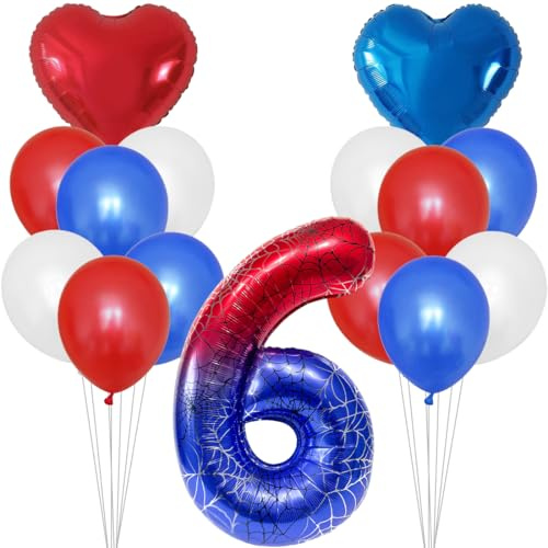 Luftballon 6. Geburtstag,Riesen Folienballon Zahl 6,Geburtstagsdeko Jungen 6 Jahr für Kindergeburtstag Party