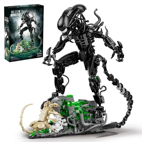 Xenomorph Building Set, MOC Alien Action Figure Kit Compatible with Lego, Horror Sci - Fi Collectible Model Figure & Detailed Base for Adults Kids Birthday for Movie Fans Aged 8+ 958PCS