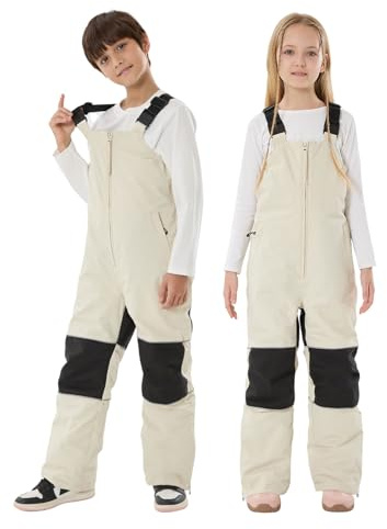 GSOU SNOW Girls Boys Snow Bibs Kids Snow Ski Pants Bib Overalls Waterproof Windproof Insulated 13-14Years