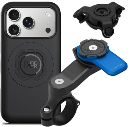 Quad Lock Telefonfäste för Motorcykelstyre med Vibrationsdämpare och MAG-fodral för iPhone 17 Pro