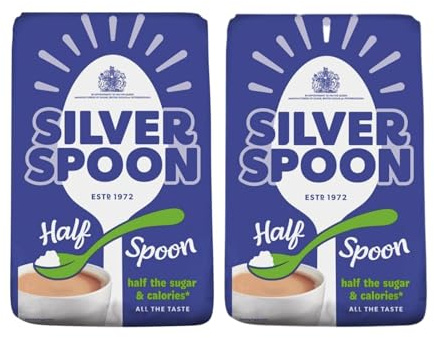 Silver Spoon Half Spoon Granulated Sugar – 1kg (Pack of 2) | Same Sweetness with Half the Calories | Perfect for Tea, Coffee, and Baking