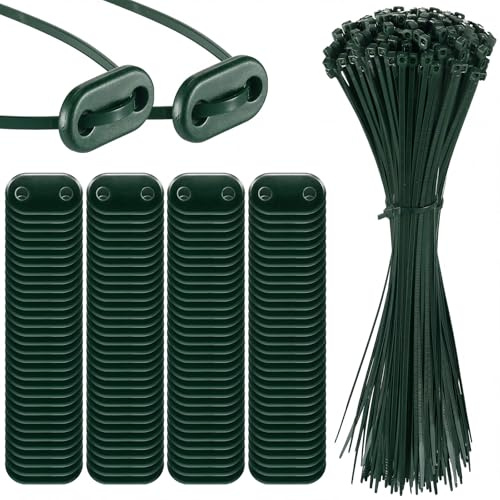 Sinmoe 150 Ensemble Kit de Fixation pour Brise-Vue y Compris Les Attaches de Câble et Fixation des Plaques de Montage Kit de Montage en PVC pour Tapis d'Intimité Clôtures de Jardin(Vert)