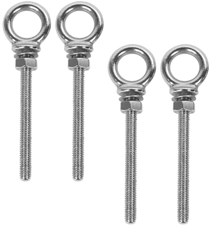 Mikinona Pernos de Ojo de Acero Inoxidable M6X60 4 Piezas con Tuercas Hexagonales Anclajes Resistentes para Concreto y Metal Tornillos de Gancho de Elevación para Suspensión en Garajes y
