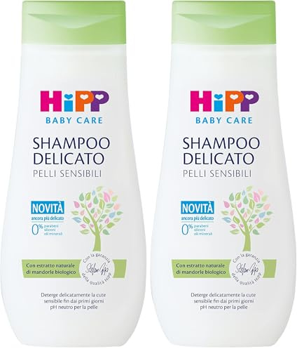 HiPP - Baby Care Sanftes Baby-Shampoo, reinigt sanft und reizt die Augen, für empfindliche Haut, mit natürlichem Bio-Mandel-Extrakt, 1 Flasche mit 200 ml (Packung mit 2)